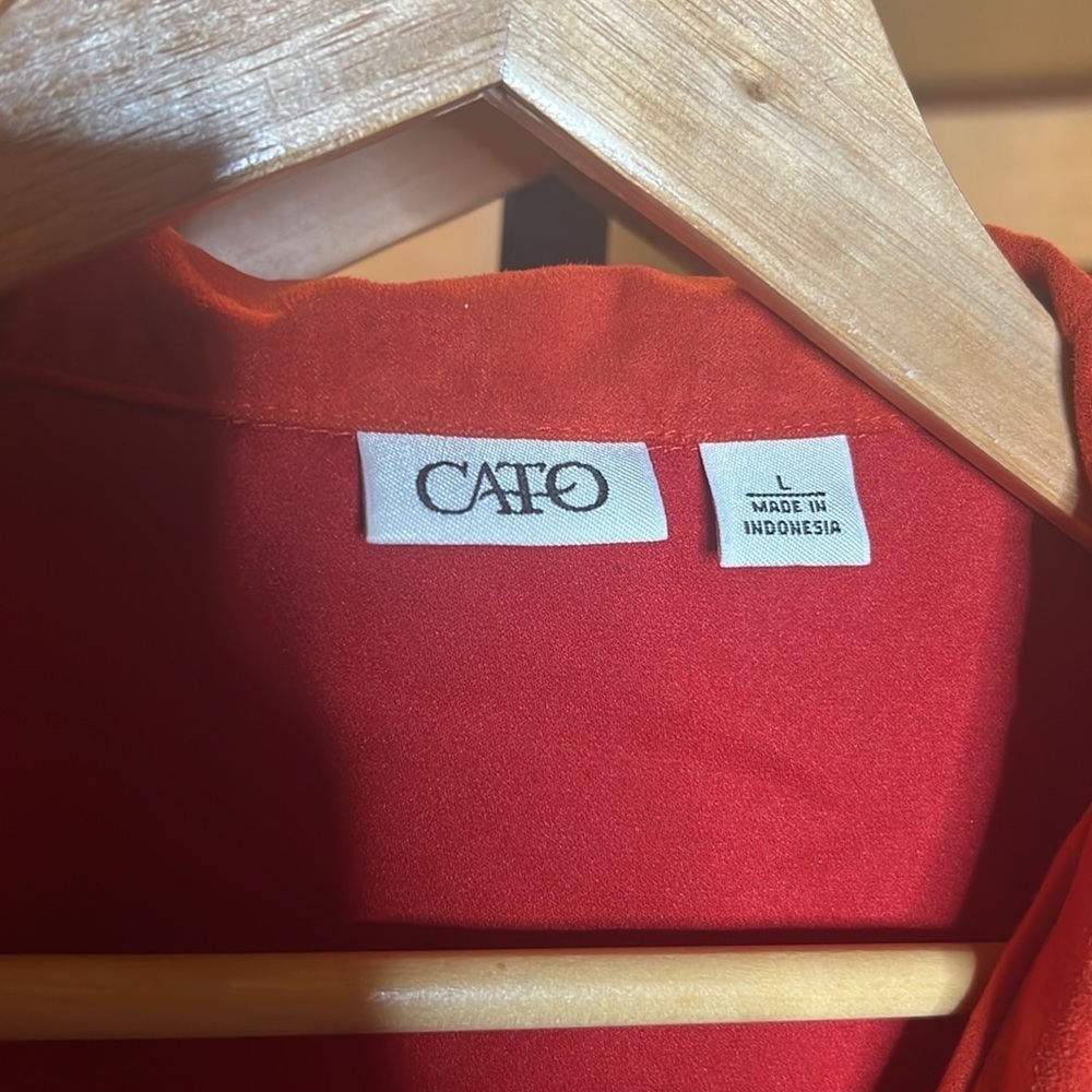 Cato Burnt Orange Faux Suede Belted Blazer Jacket Size Large - Picture 3 of 9